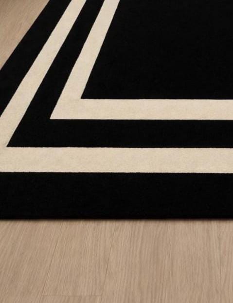Deco Border Rug Black and White Border Rug – Modern Geometric Art Deco Carpet - Etsy