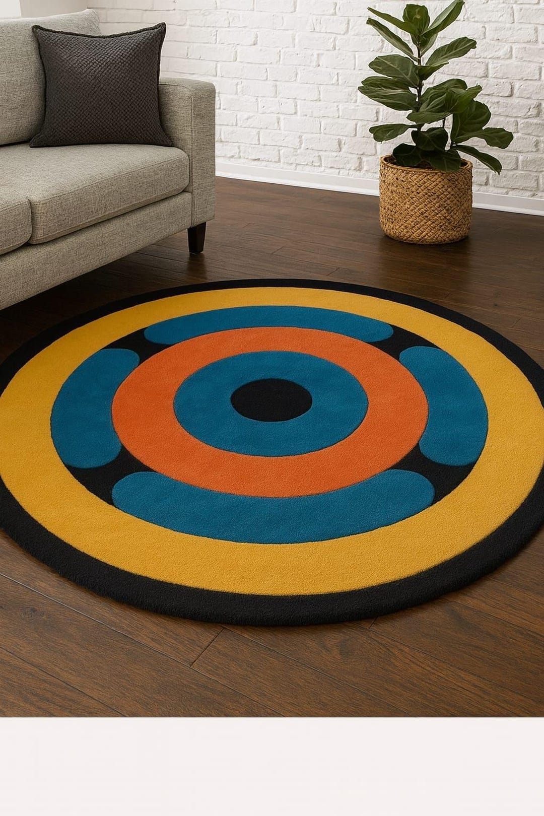 Modern Round Area Rug - Mid-century Modern Geometric Circle Carpet ...