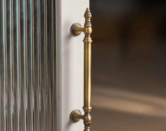 Antique Brass French Cabinet Pulls, Vintage Ornate Dresser Knobs, Victorian Furniture Handles, Retro Solid Brass Kitchen Hardware