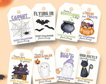 Editable Halloween Gift Tag, Printable Treat Bag and Party Favor Tag (Instant Download)