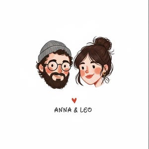 Custom Hand-Drawn Portrait – Personalized Digital Art Gift (Digital Download)