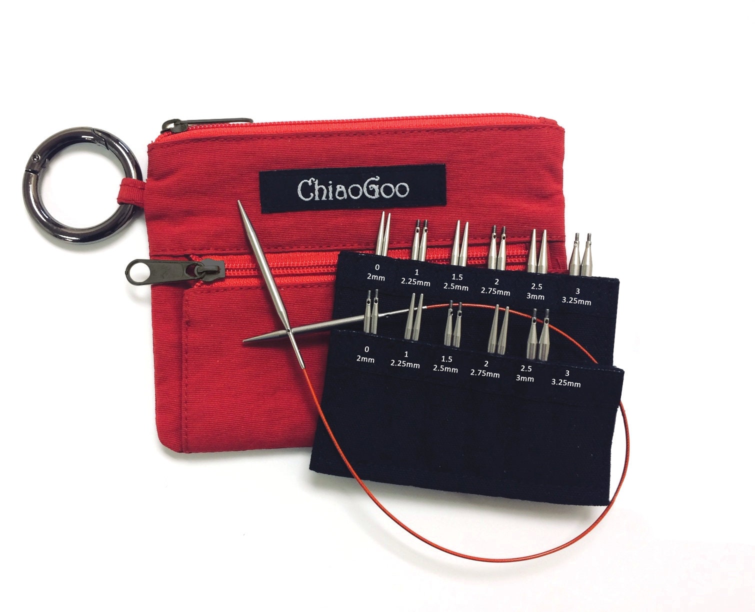 ChiaoGoo Double Point Stainless Steel Knitting Needle 6 Set-Red Ribbon