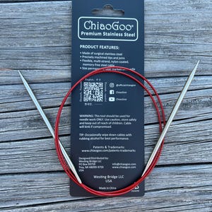 Agujas de tejer circulares ChiaoGoo de 32 pulgadas, encaje rojo 7032 imagen 10