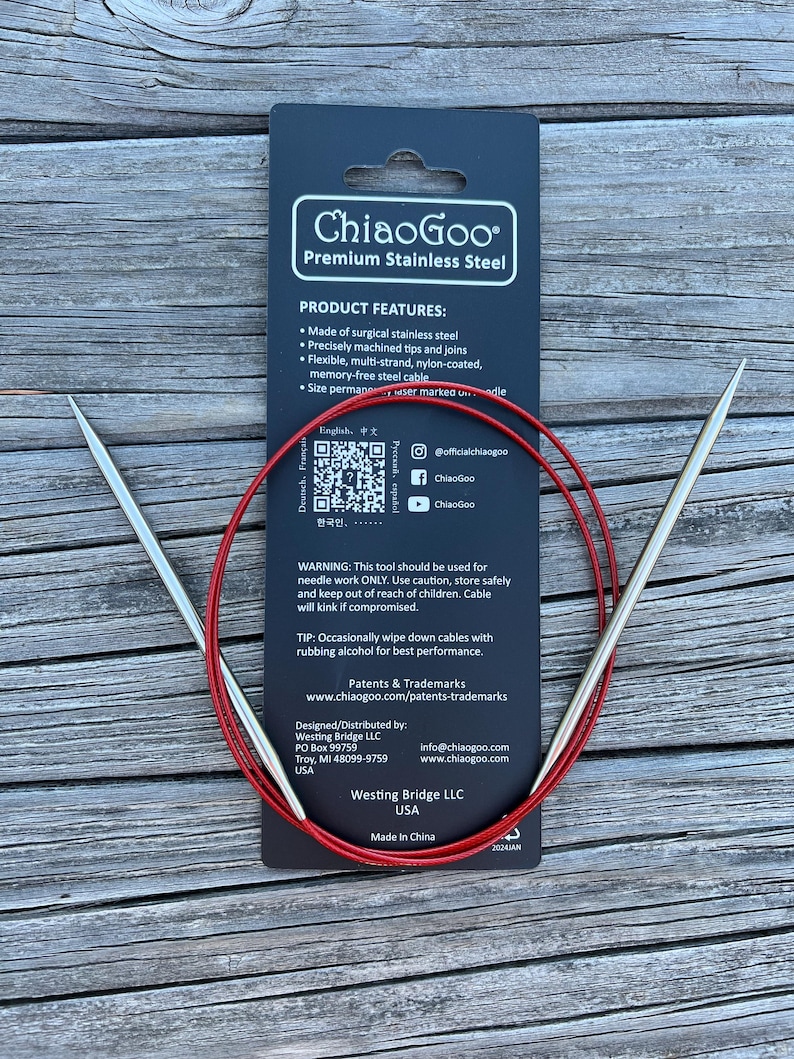 Agujas de tejer circulares ChiaoGoo de 32 pulgadas, encaje rojo 7032 imagen 10