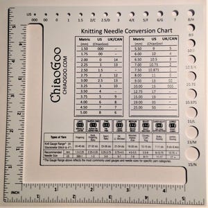 ChiaoGoo Double-Sided US-Metric Swatch/Needle Gauge 1091-SQ