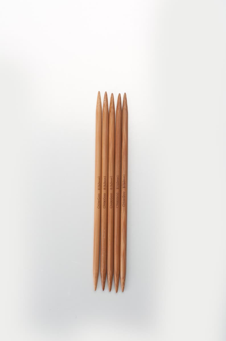 Aiguilles à tricoter double pointe ChiaoGoo bambou 20 cm (8 po.) patine foncée