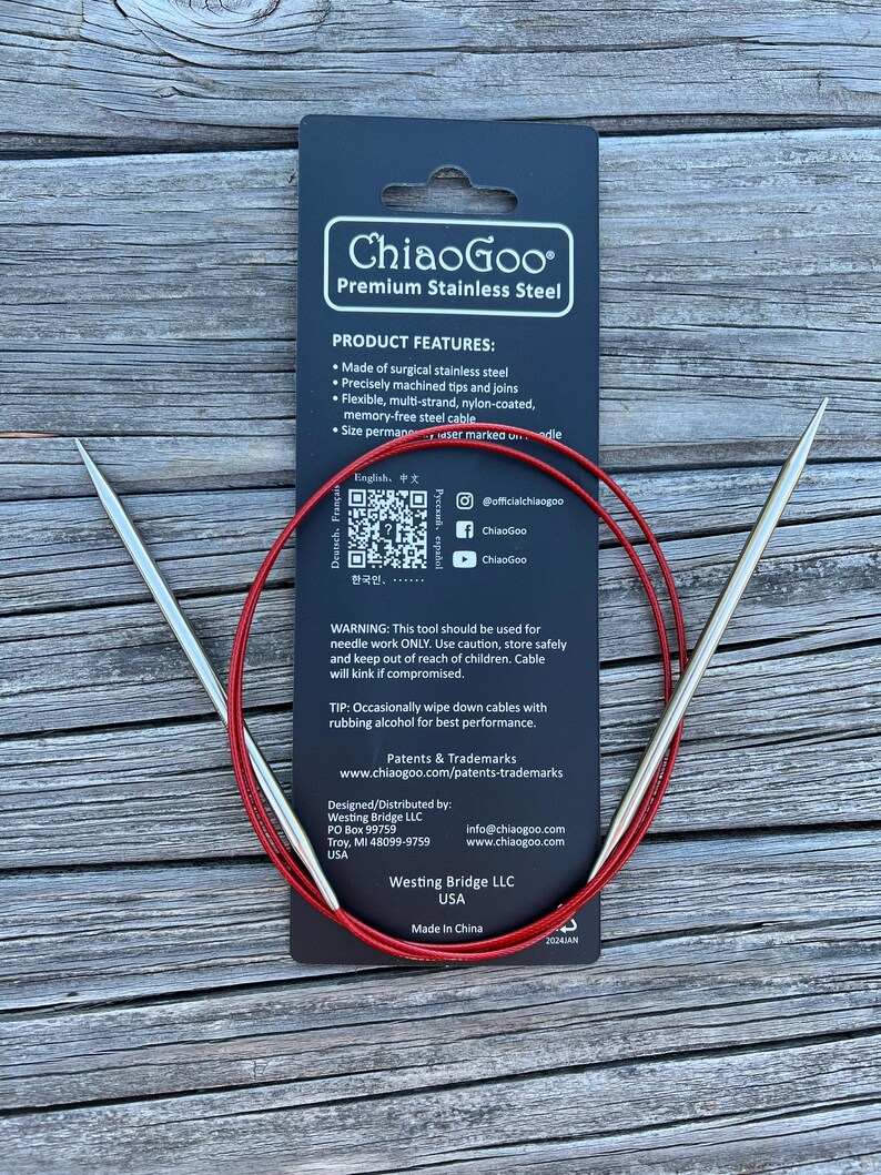 ChiaoGoo 40 Inch Circular Knitting Needles Red Lace 7040 zdjęcie 7