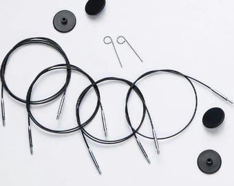 Black Swivel Silver Joins IC Cords KnitPro