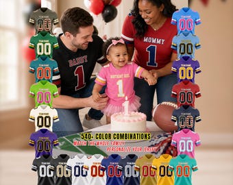 Aangepaste voetbaltrui gepersonaliseerde naam nummer teamshirt voor familie bijpassende moeder vader baby verjaardag outfit cadeau mannen vrouwen kinderen peuter