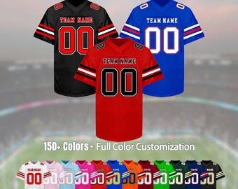 Custom Football Jersey – Embroidery Name Number Logo, Personalized Football Shirt, Game Day Shirt, Birthday Gift for Men Women Kids Toddlers