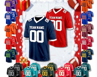 Custom Football Jerseys Personalized Shirt with Embroidered Name Number Logo for Adults Kids Toddler Fans | Game Day Wedding Christmas Gift