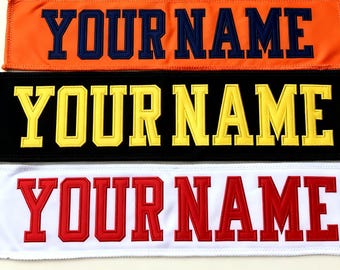 サッカージャージ用ネームパッチ（縫い付けタイプ） - ジャージ、バックパック、ユニフォームに使える、オリジナル刺繍ネームタグ - サイズとカラーをお選びいただけます