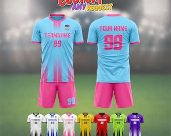 Custom Soccer Jersey Personalized Name Number Logo Embroidered Design for Adults Kids Toddlers Youth Training Match Team Uniform Fan Gear