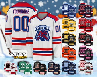 Benutzerdefinierte Hockey Jersey Personalisierte mit genähten oder gedruckten Namen Nummer Logo Langarm Eishockey Shirt für Erwachsene Jugend Kinder Kleinkind Geschenk