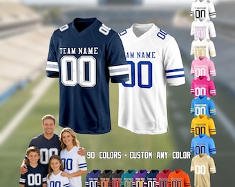 Camiseta de fútbol bordada o impresa personalizada, logotipo con nombre y número personalizado, sudadera de uniforme de equipo, regalo para hombres, mujeres, niños y bebés fanáticos