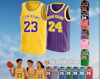Camisa de basquete personalizada com bordado ou estampa – Nome, número e logotipo personalizados, uniforme de time para homens, mulheres, crianças e bebês, presente de aniversário