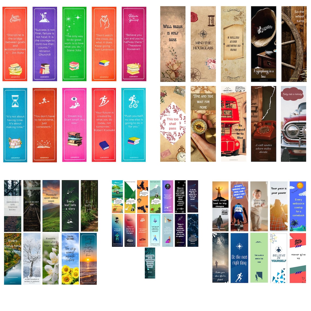 Values Bookmark Sample Printable Bookmark Bundle – Vintage, Nature, & Motivational Themes ...