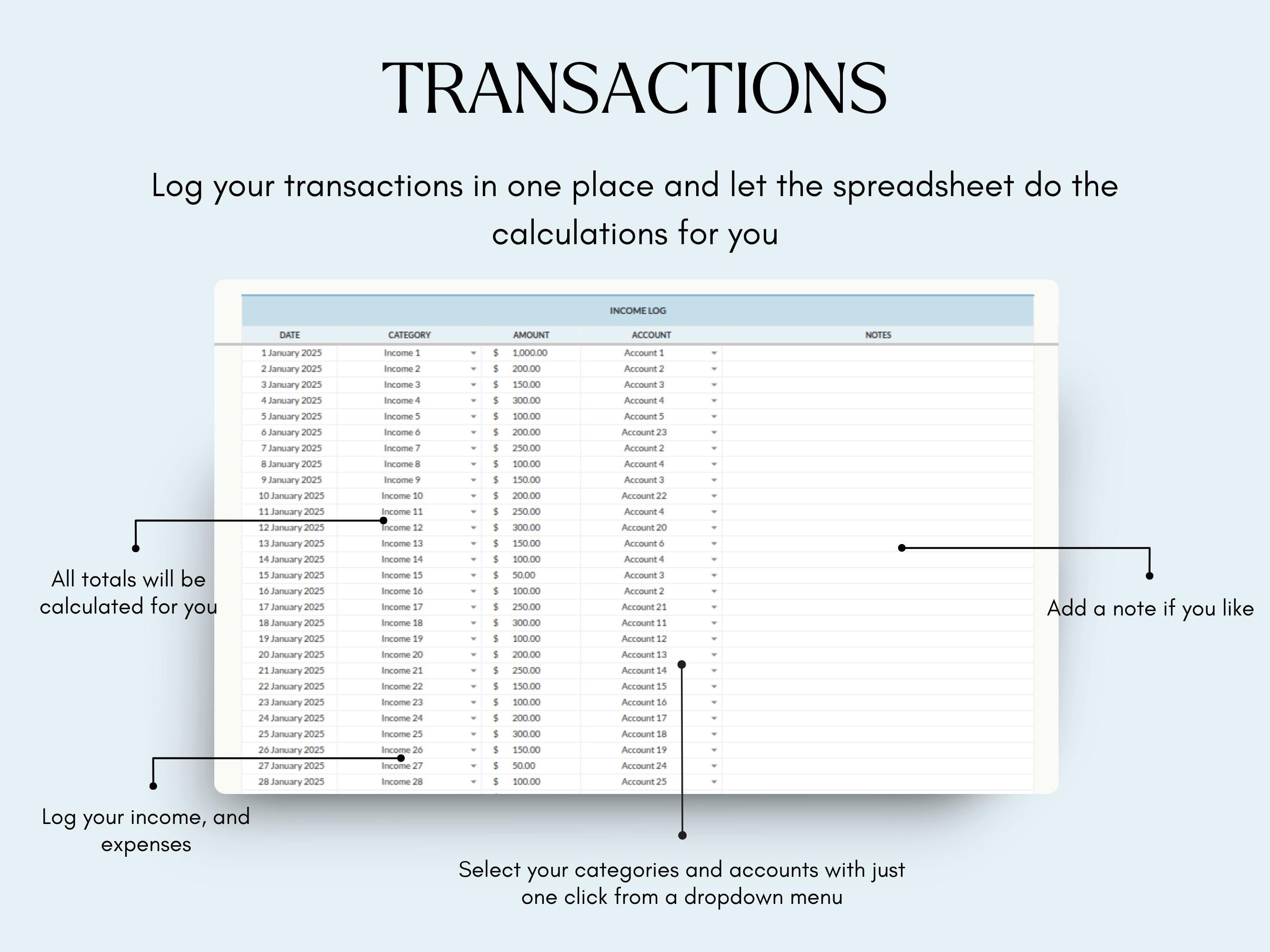 Income and Expense Tracker Spreadsheet Google Sheets Personal Financial ...