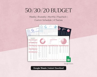 50/30/20 Budget Planner Google Sheets Monthly Weekly Paycheck Tracker Personal Finance Template 70/20/10 Custom Ratio Percentages Bundle