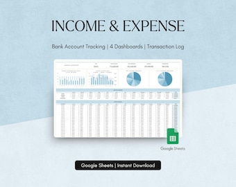 Income and Expense Tracker Spreadsheet Google Sheets Personal Financial Planner Monthly Annual Expense Template Finance Organizer