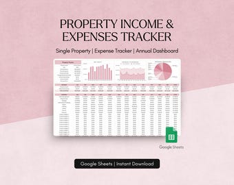 Property Income and Expense Tracker Spreadsheet Google Sheets Single Rental Bookkeeping Personal Financial Planner