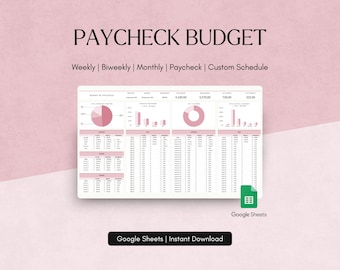 Paycheck Budget Spreadsheet Google Sheets Tracker Personal Finance Template Financial Expense Debt Bill Tracker Planner