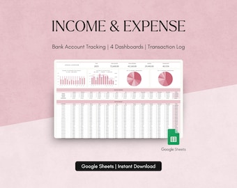 Income and Expense Tracker Spreadsheet Google Sheets Personal Financial Planner Monthly Annual Expense Template Finance Digital Download