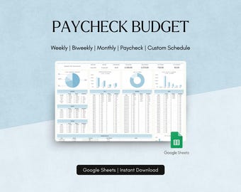 Paycheck Budget Spreadsheet Google Sheets Tracker Personal Finance Template Financial Expense Debt Bill Tracker Planner