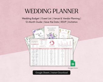 Wedding Planner Spreadsheet Guide Timeline Roadmap Save The Date RSVP Invitation Cards Budget Tracker Guest List Itinerary Seating Plan