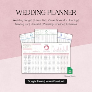 Wedding Planning Spreadsheet Budget Tracker Guest List Timeline Checklist Itinerary Seating Plan Venue Vendor Event Organizer Google Sheets