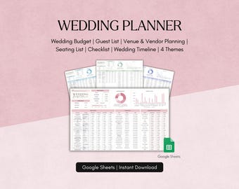 Wedding Planning Spreadsheet Budget Tracker Guest List Timeline Checklist Itinerary Seating Plan Venue Vendor Event Organizer Google Sheets