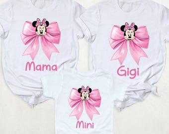Disney Mama Mini Shirts Mommy me Outfits, Minnie Pink Bow shirt, Disney Nana Tshirt Matching Mom Me Shirt Mother Daughter Tee, Mom Day Shirt