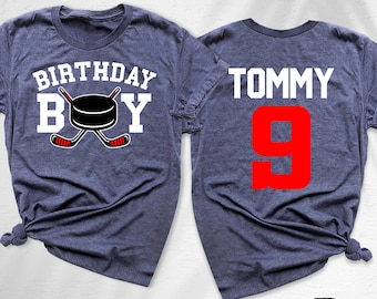 Birthday Hockey Shirt, Personalized Hockey Birthday Boy Shirt, Custom Hockey Shirt Hockey Party Outfit Hockey Toddler Shirt Sport Hockey Tee