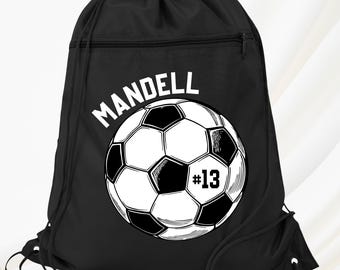 Custom Soccer Bag Soccer Name Number Backpack, Personalized Soccer Player Bag, Soccer Team Back bag, Soccer Lover Bag, Sport Drawstring Bag