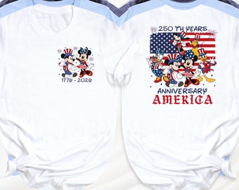 4th Of July Disney America Shirt, 250th Anniversary Shirt, USA Flag Disney Tees, Independence Day Tee, Mickey Friends Tshirt Patriotic Shirt