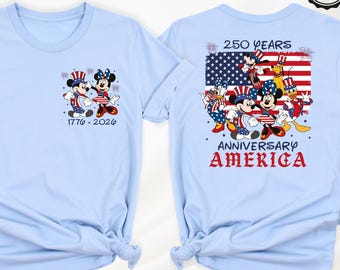 4th Of July Disney America Shirt, 250th Anniversary Shirt, USA Flag Disney Tees, Independence Day Tee, Mickey Friends Tshirt Patriotic Shirt