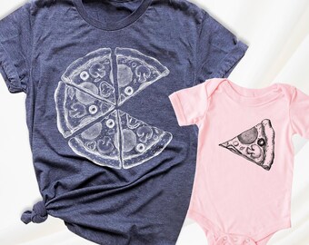 Mommy and Me Funny Shirt Mom Baby Matching Shirts Pizza Tshirt Pizza Slice Shirt, Mothers Day Mama Mini Outfit, Mom Son Shirt, Mama Girl Tee