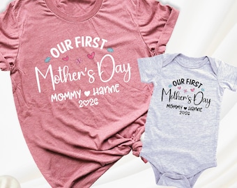 Our First Mothers Day Shirt Mommy and Baby Tee Matching Mama Mini Shirts, Custom Mom and Me Shirt 1st Mothers Day Tshirt New Mama Gift Tee