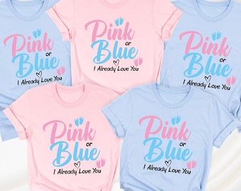 Custom Gender Reveal Shirt Pink or Blue Tshirt Matching Family Tee Baby Shower Shirts Baby Announcement Tee Gender Reveal Party Shirt