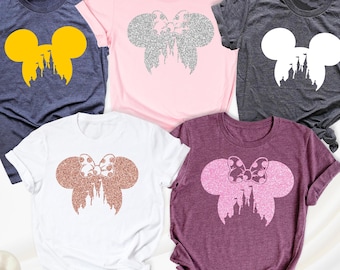 Disney Glitter Shirt Minnie Ear Shirts Sparkle Disney Tee Mickey Shirt Family Disney Trip Shirt Matching Disney Tee Girls Disney Shirts