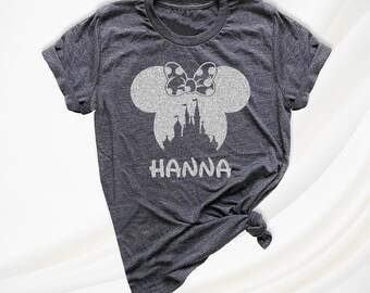 Disney Glitter Shirt Custom Minnie Ear Shirts Sparkle Women Tee Minnie Disney Trip Shirt Matching Disney Tee Girls Disney Shirts Minnie Tees