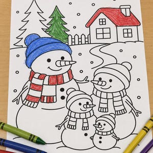 Snowman Family Coloring Page | Audio Story Read Aloud Printable (Sample)