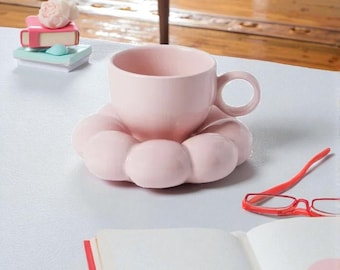 Ceramic Cloud Mug Set, Flower Saucer, Creative Tea Cup