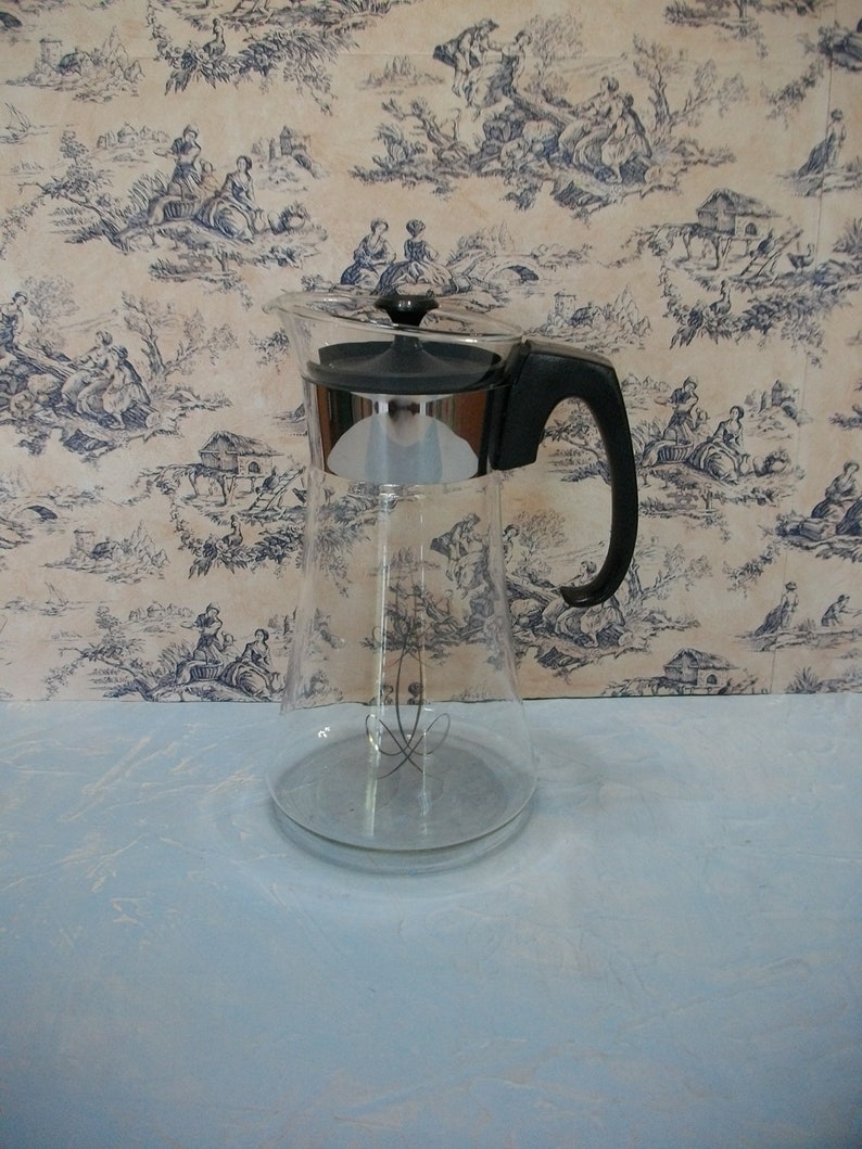 Pyrex Coffee Carafe Vintage Clear Glass with Silver Atomic Etsy