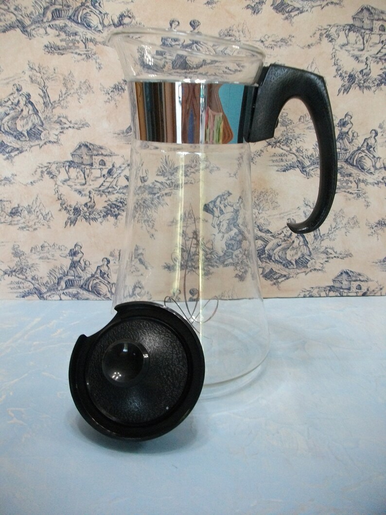 Pyrex Coffee Carafe Vintage Clear Glass with Silver Atomic Etsy