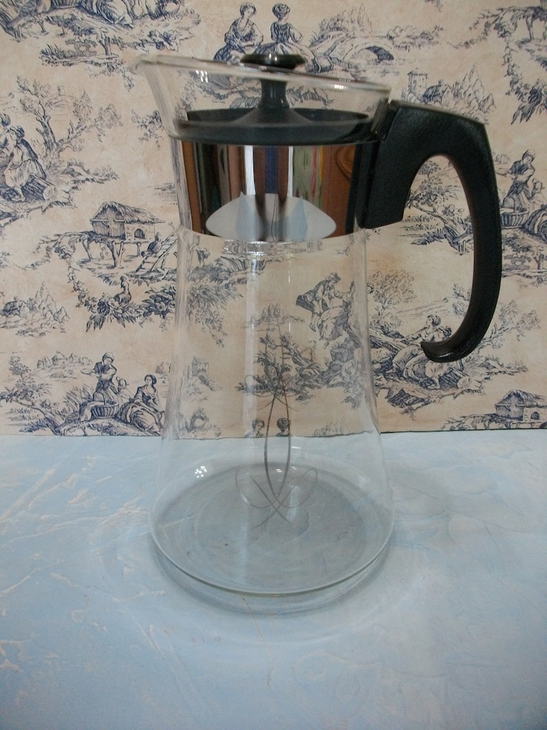 Pyrex Coffee Carafe Vintage Clear Glass with Silver Atomic Etsy