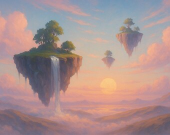 Floating Islands Dreamscape – Surreal Fantasy Landscape – Magical Wall Art Digital Download Poster
