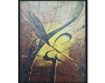 Abstract Botanical Wall Art Print 20x30 cm – Earth Tone Leaf Painting – Organic Textured Art – Neutral Home Decor