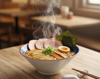 Große japanische Keramikschale für Ramen oder Pho, Suppenteller 750 ml