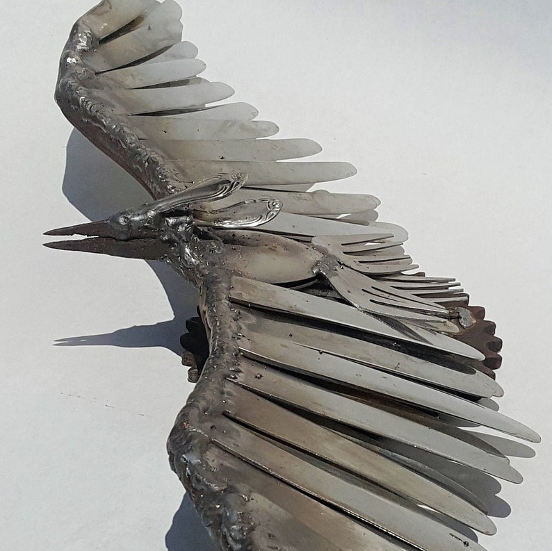 Scrap Metal Bird Sculpture Bird in Flight Etsy